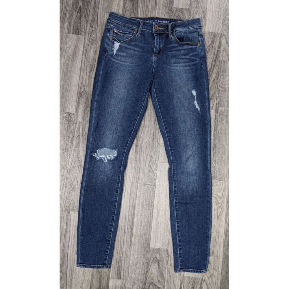 (3/$35) Articles Of Society Size 26 Distressed Skinny Whiskered Denim Blue Jeans